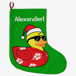 Meia De Natal Grande Nome-Customizável Ducky de borracha do Natal