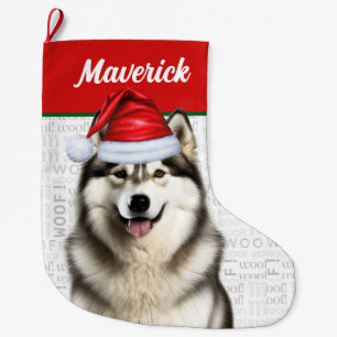 Meia De Natal Grande Nome Malamute de Natal Wohback