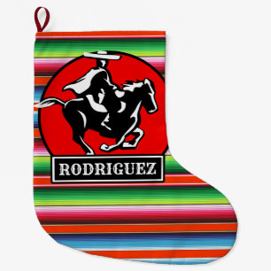 Meia De Natal Grande Nome Personalizado Charro Horse Espanhol Sérvio M