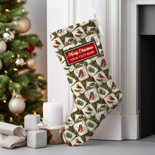 Meia De Natal Grande Nome Personalizado Cores Aquáticas Clássicas de Es