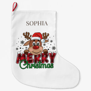 Meia De Natal Grande Nome Personalizado da Revista White Felry Christma