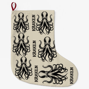 Meia De Natal Grande Nome Personalizado de Lula Polvo Kraken Customizad