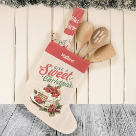 Meia De Natal Grande Nome Personalizado do Bolo Doce de natais vintages