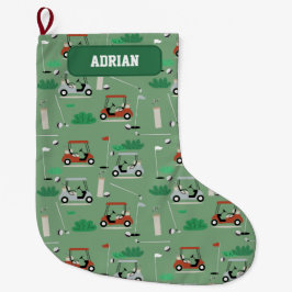 Meia De Natal Grande Nome Personalizado do Tema Golfe Moderno
