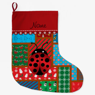 Meia De Natal Grande Nome personalizado ladybug suéter de Natal feio