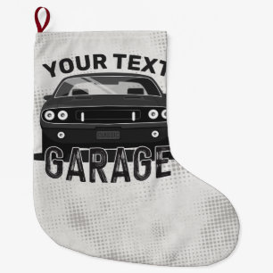 Meia De Natal Grande Nome Personalizado Muscle Car Garage Retro