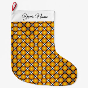 Meia De Natal Grande Nome Próprio do Padrão Branco Preto dos Pontos do 