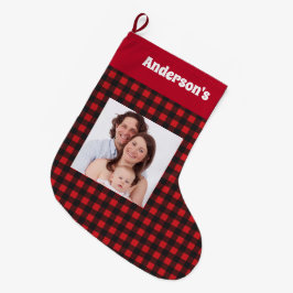 Meia De Natal Grande Nome vermelho da foto de família do teste padrão