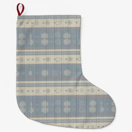 Meia De Natal Grande Nordic Knit Pet Christmas Stocking with Snowflakes