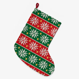 Meia De Natal Grande Nordic Noel Tricô