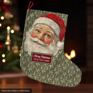 Meia De Natal Grande Nostalgic Papai Noel Natal Personalizado