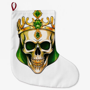 Meia De Natal Grande O crânio do rei verde com uma coroa judaica