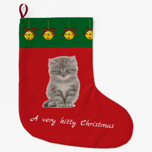 Meia De Natal Grande O estoque de Natal personalizado do seu gato