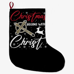 Meia De Natal Grande O Natal Começa Com Cristo Xmas Cristão