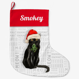 Meia De Natal Grande O nome de Cat é Black Bombay Cat Natal