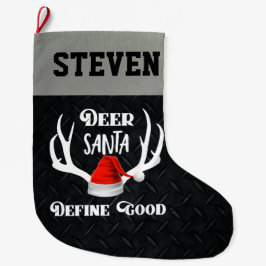 Meia De Natal Grande O papai noel dos cervos define os bons Antlers da