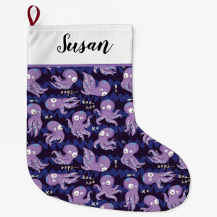 Meia De Natal Grande O roxo bonito do polvo da vaia caçoa a roupa & o