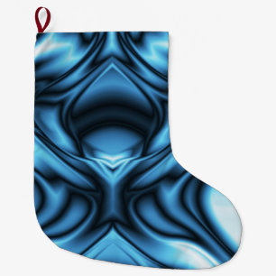 Meia De Natal Grande Onda de Seda Azul