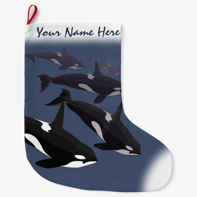 Meia De Natal Grande Orca Christmas Stocks Personalizado Baleia Killer (Frente)
