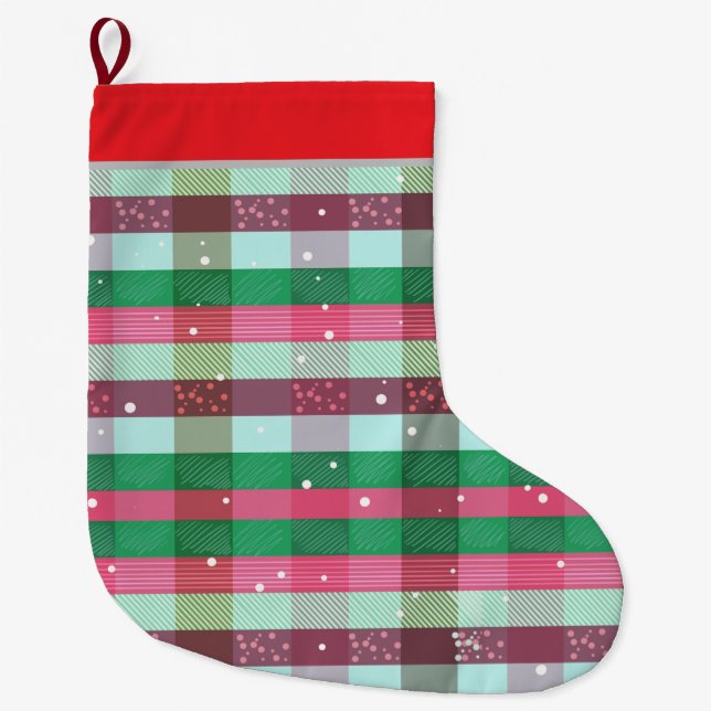 Meia De Natal Grande Padrão Clássico de Stripes de Natal (Frente)