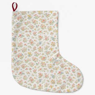Meia De Natal Grande Padrão contínuo floral delicado e fofo