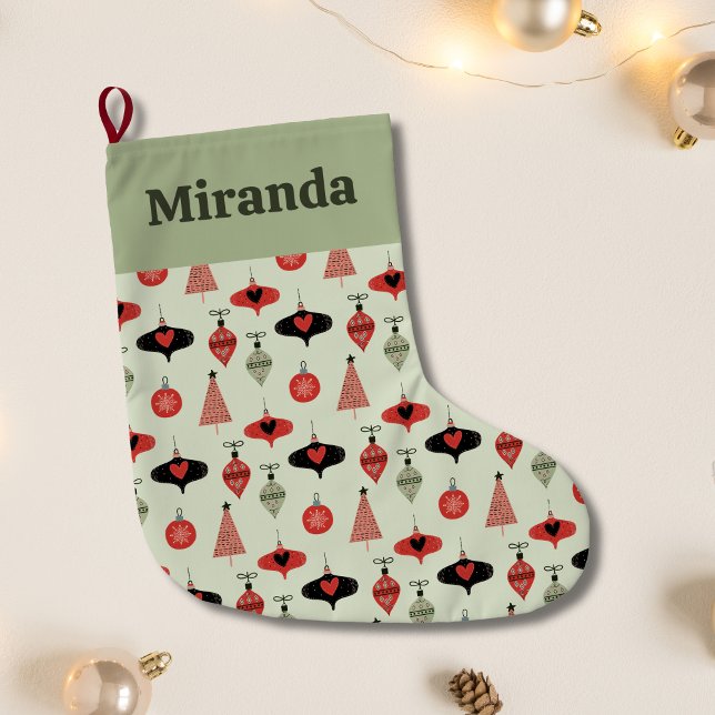 Meia De Natal Grande Padrão de Enfeites de natal Personalizados (Personalized Christmas Ornaments Pattern Large Christmas Stocking)