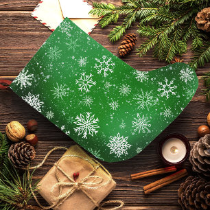 Meia De Natal Grande Padrão de Flocos de Neve Verdes Festa de Inverno