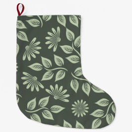 Meia De Natal Grande Padrão de Flores de Mola