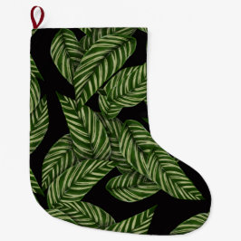 Meia De Natal Grande Padrão de Folhas Tropicais