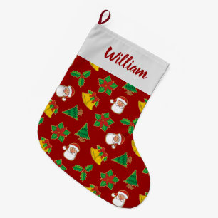 Meia De Natal Grande Padrão de Ícones de Natal