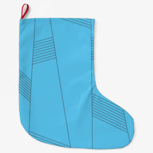 Meia De Natal Grande Padrão de linha abstrato azul, simples, elegante