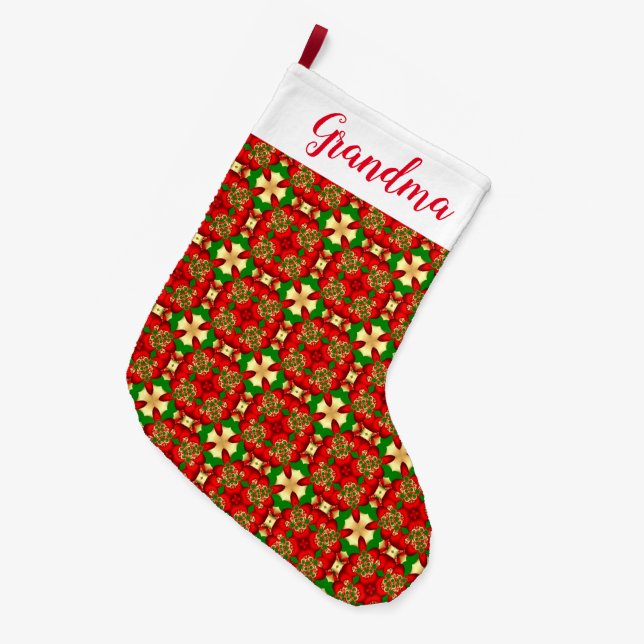 Meia De Natal Grande Padrão de Natal (Frente (Pendurada))