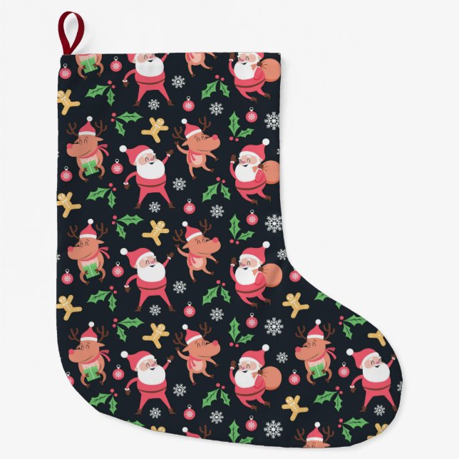 Meia De Natal Grande Padrão de Natal bonito (Frente)