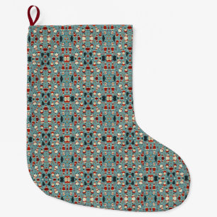 Meia De Natal Grande Padrão de Natal com fundo azul