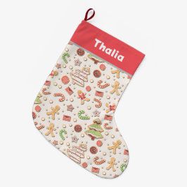 Meia De Natal Grande Padrão de Natal de Cookie - Doce e Festivo