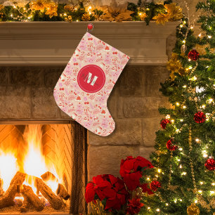 Meia De Natal Grande Padrão de Natal do Estilo Retroativo Bastante Mono