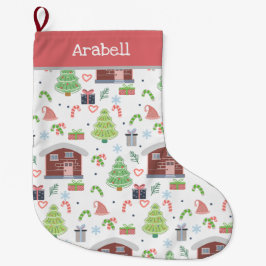 Meia De Natal Grande Padrão de Natal Festivo Adorável