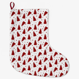 Meia De Natal Grande Padrão de Natal Vermelho