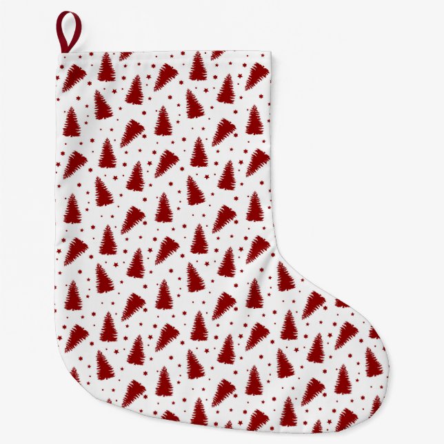 Meia De Natal Grande Padrão de Natal Vermelho  (Frente)