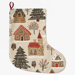 Meia De Natal Grande Padrão de Natal Vintage Woodland (4)