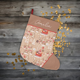Meia De Natal Grande Padrão de Reinador de Natal Bonito Personalizado