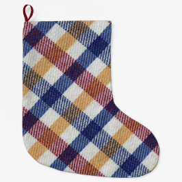 Meia De Natal Grande Padrão de Tartan multicolorido