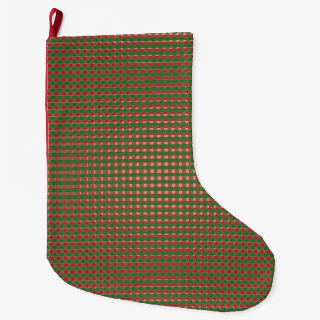 Meia De Natal Grande Padrão de Xadrez de Natal (Frente)