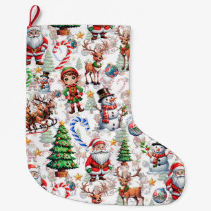 Meia De Natal Grande Padrão Decorativo de Natal com Fundo Branco