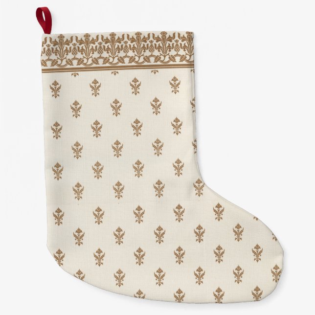 Meia De Natal Grande Padrão Dourado (Frente)