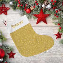 Meia De Natal Grande Padrão Dourado de Dormência de Natal de Doodle