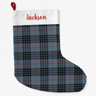 Meia De Natal Grande Padrão Escocês da Xadrez de Tartan Azul MacKay