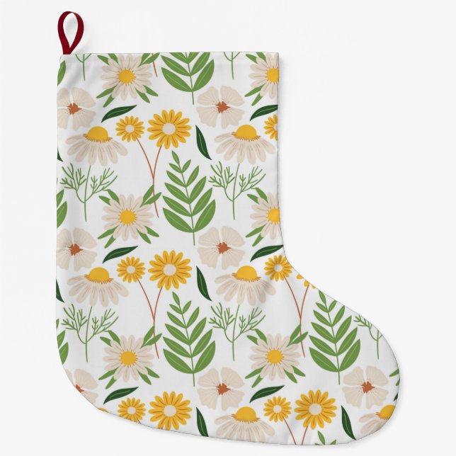 Meia De Natal Grande Padrão Floral (Frente)