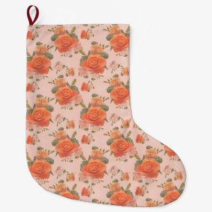 Meia De Natal Grande padrão floral de rosa laranja cor-de-rosa casament
