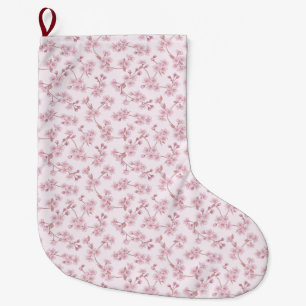 Meia De Natal Grande Padrão Floral Sem Costura de Cerejeira Rosa